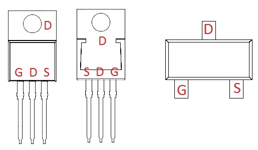Typical MOSFET pinouts
